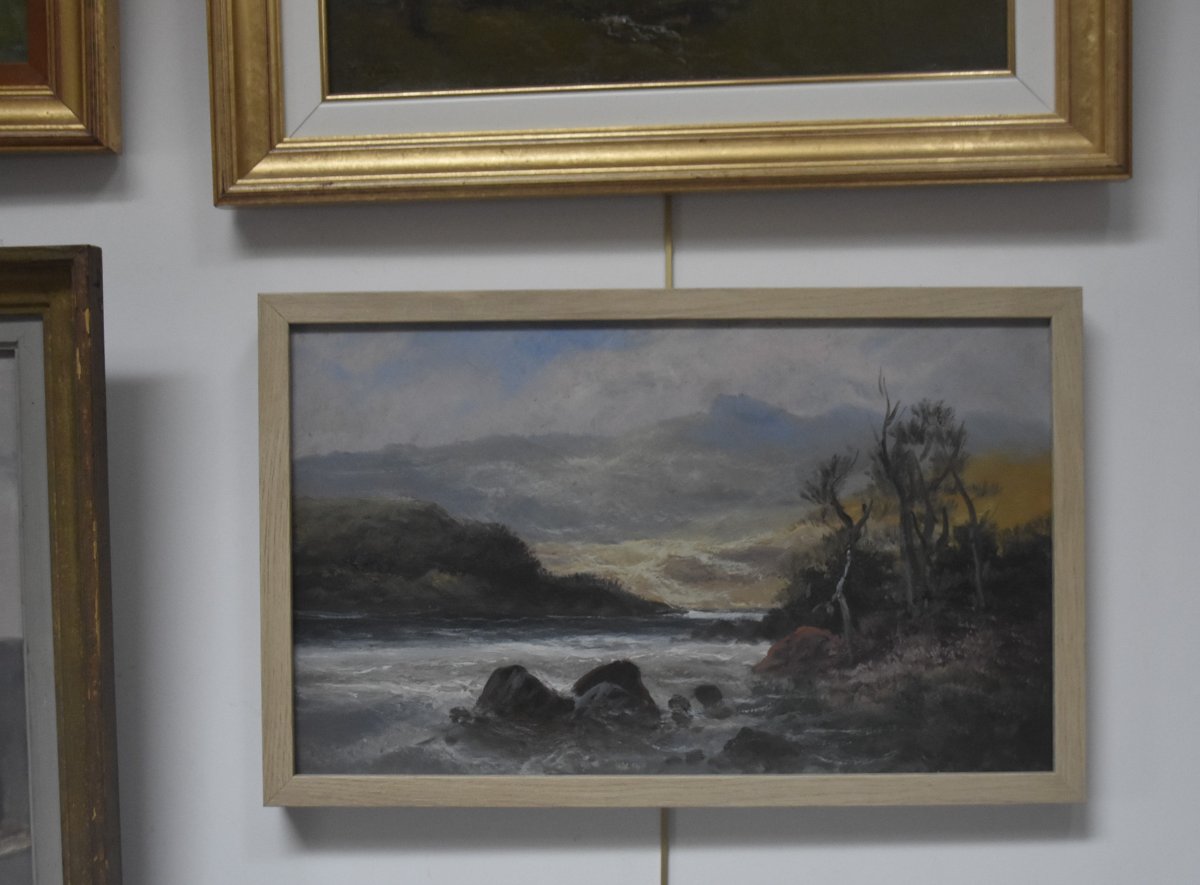 French School End Of 19th Century, Landscape By The River, Oil On Paper-photo-4