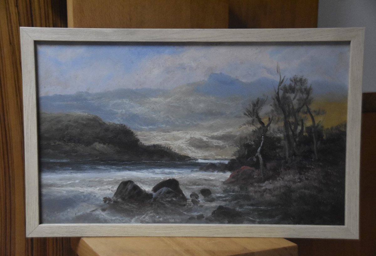French School End Of 19th Century, Landscape By The River, Oil On Paper-photo-2