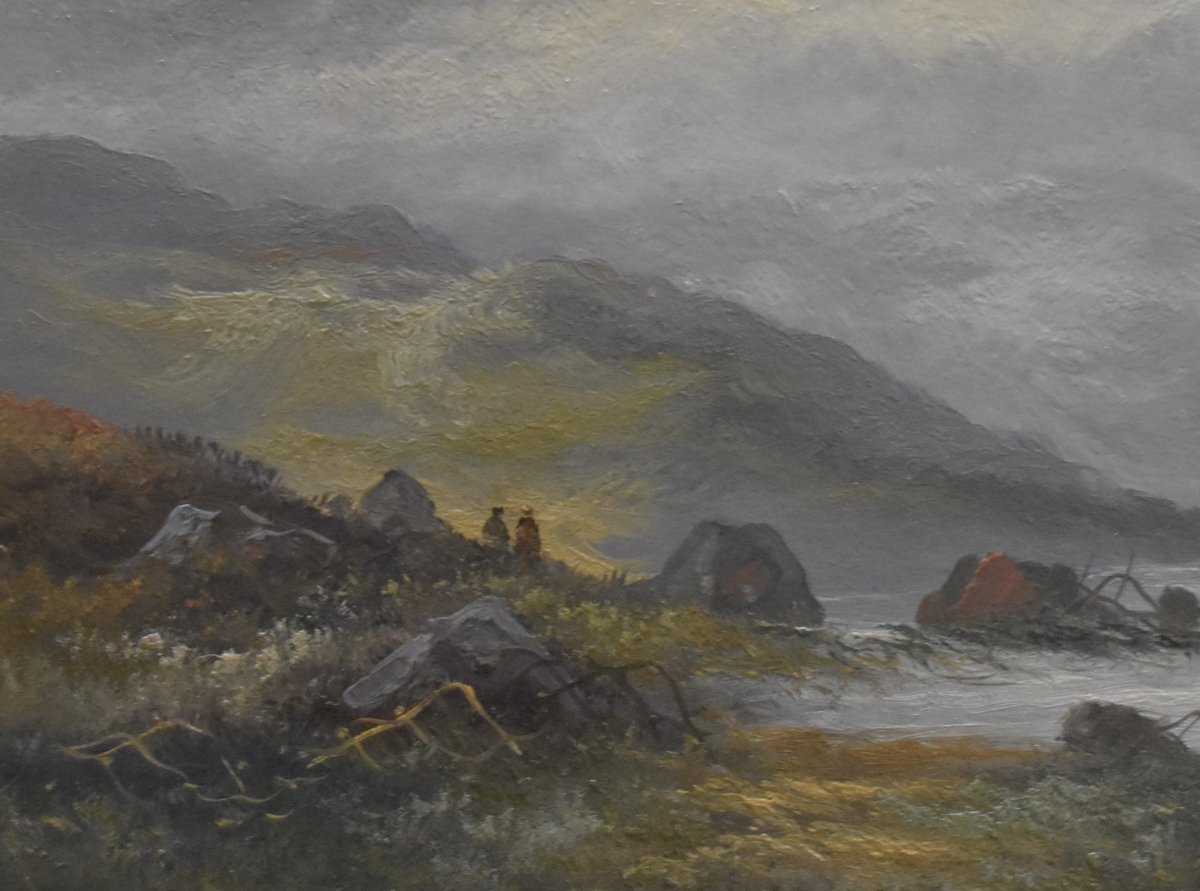 French School 19th Century, Misty Coastal Landscape,  Oil On Paper,-photo-3