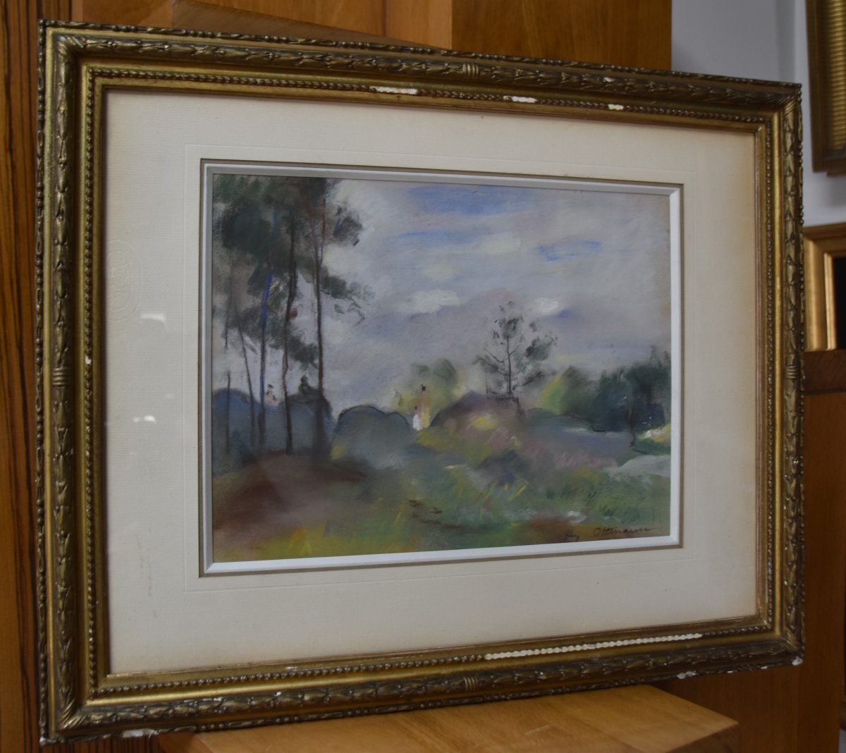 Henry Ottmann (1877–1927) Woods In The Mist, Signed Pastel-photo-5