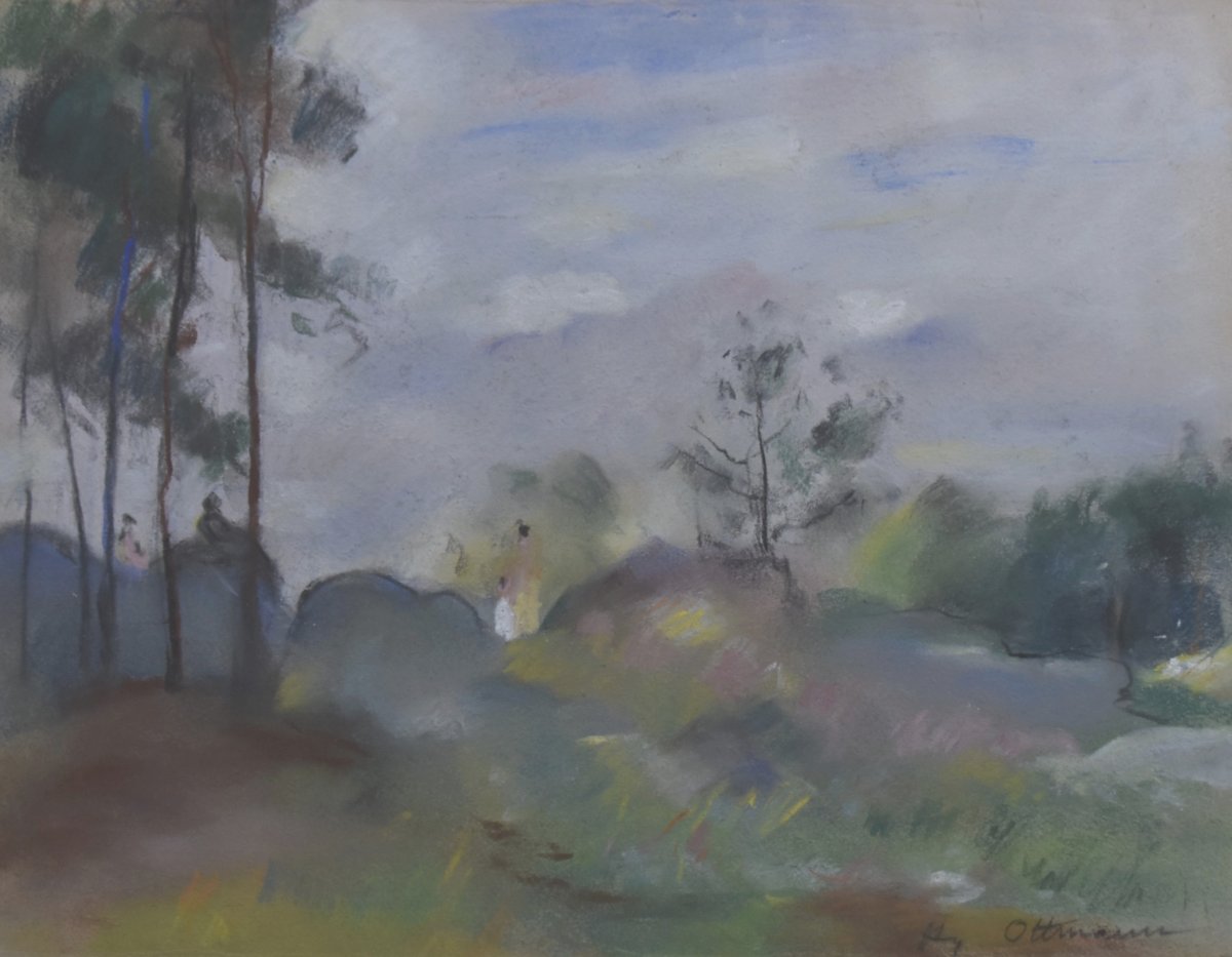 Henry Ottmann (1877–1927) Woods In The Mist, Signed Pastel