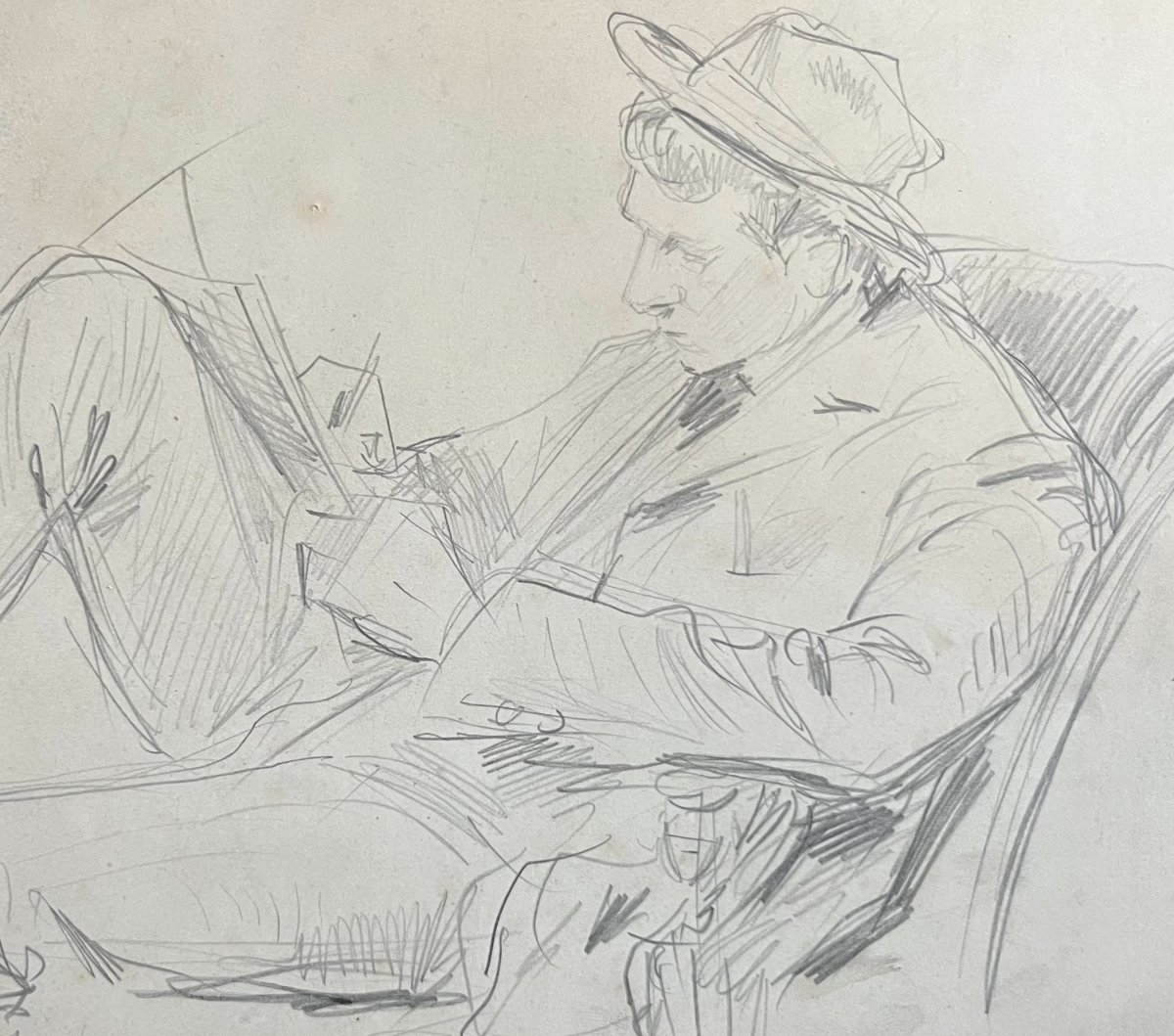 Paul Victor Mathey (1844–1929) Portrait Of His Son Jacques Writing, Drawing-photo-3