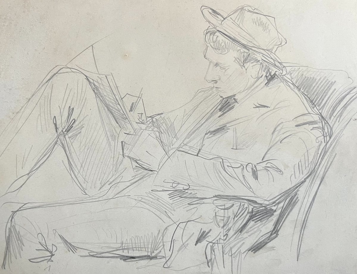 Paul Victor Mathey (1844–1929) Portrait Of His Son Jacques Writing, Drawing