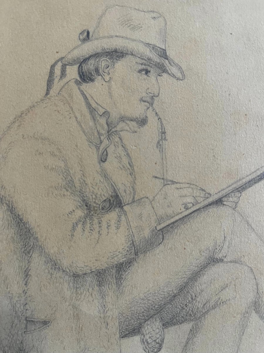 École romantique, Portrait d'un artiste au travail, dessin-photo-4