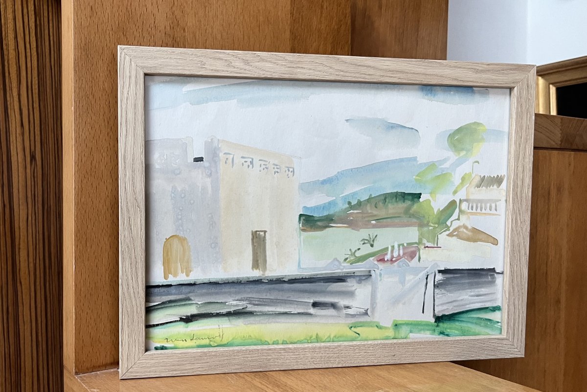 Jean Launois (1898–1942) North African Landscape, Signed Watercolor-photo-4