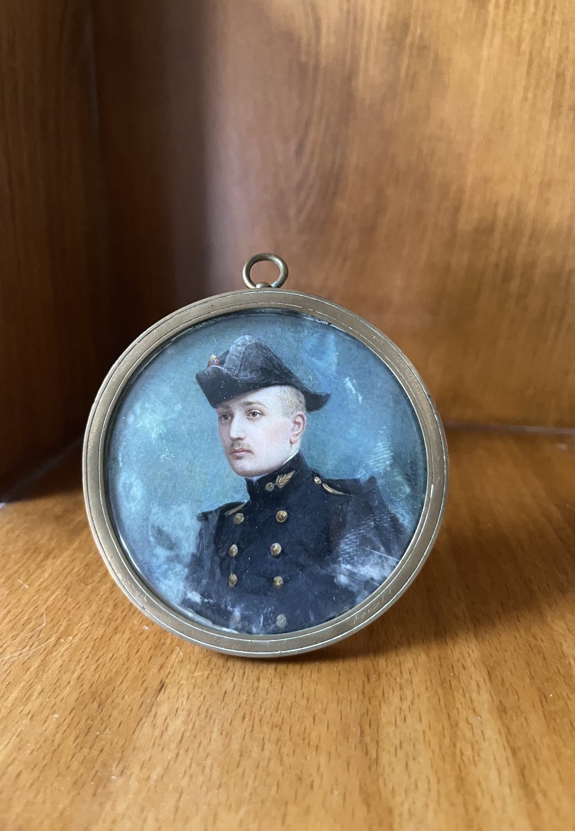 Portrait Miniature Of A Polytechnique Student, Gouache On Paper, Circa 1880–1910-photo-5