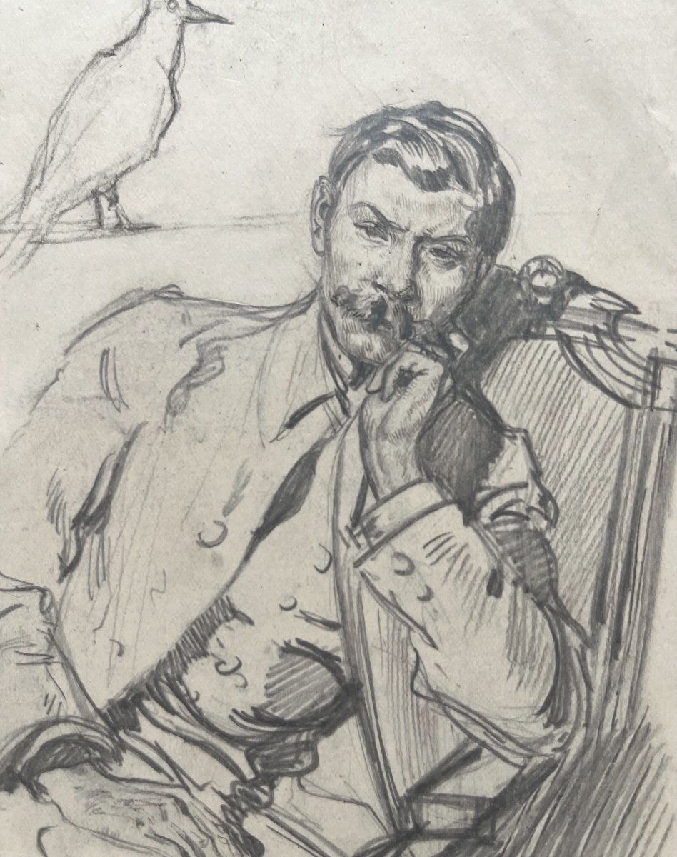 Alméry Lobel-riche (1877–1950) Portait Of A Gentleman, Signed Drawing-photo-3