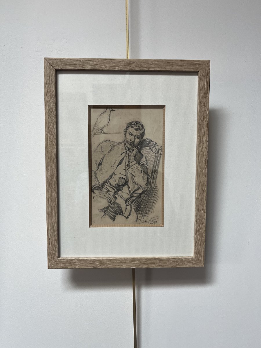 Alméry Lobel-riche (1877–1950) Portait Of A Gentleman, Signed Drawing-photo-4