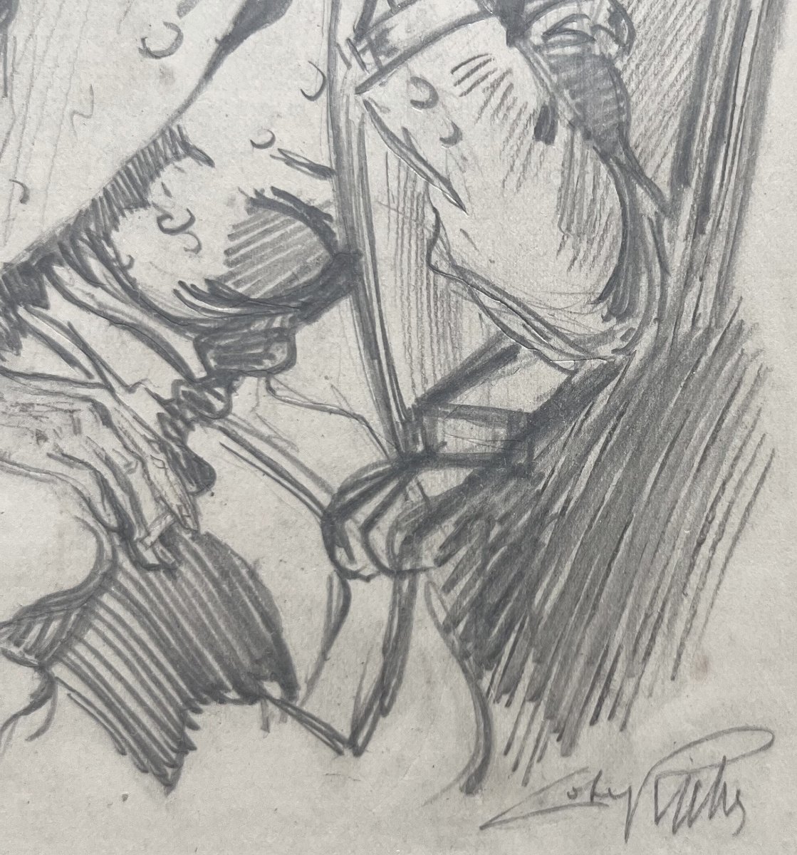 Alméry Lobel-riche (1877–1950) Portait Of A Gentleman, Signed Drawing-photo-2