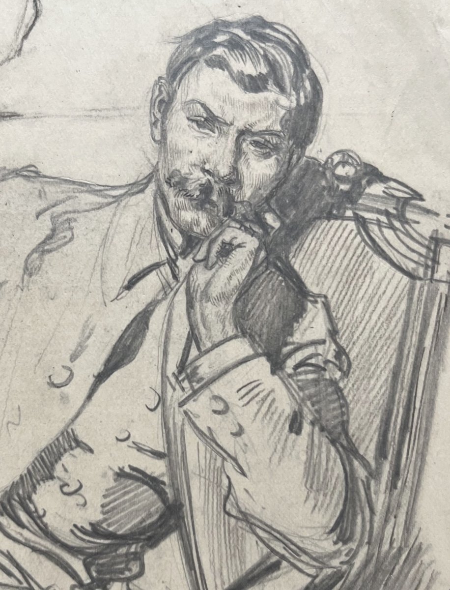 Alméry Lobel-riche (1877–1950) Portait Of A Gentleman, Signed Drawing-photo-3