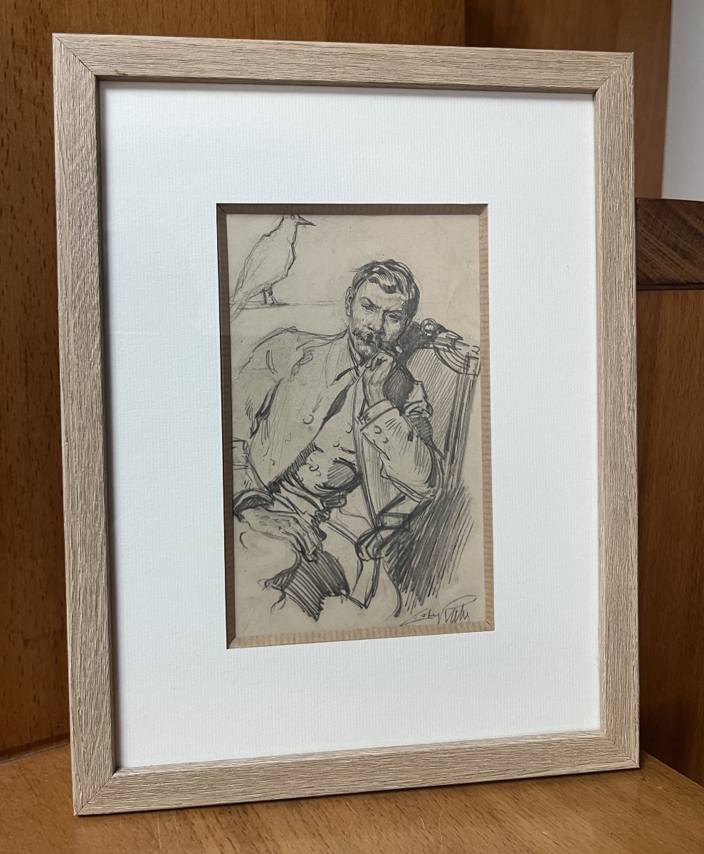 Alméry Lobel-riche (1877–1950) Portait Of A Gentleman, Signed Drawing-photo-5