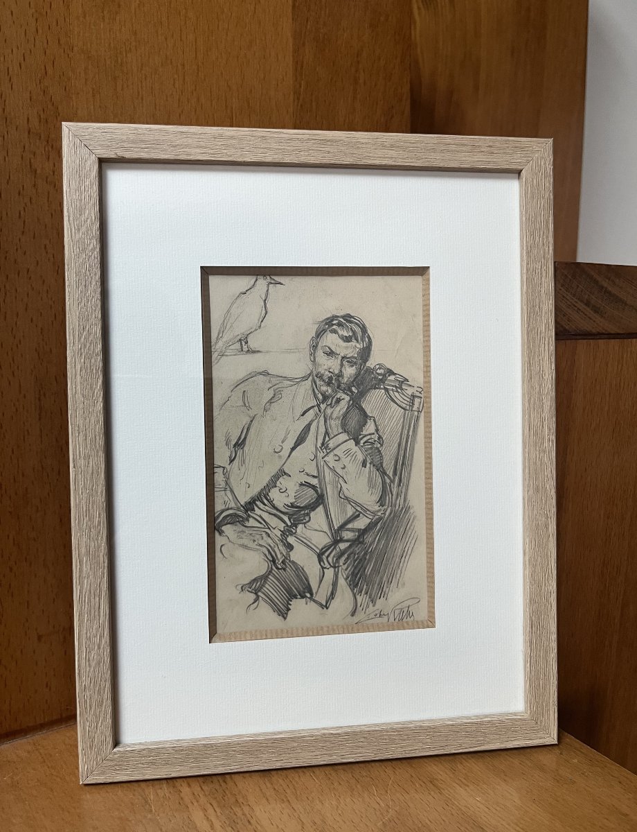 Alméry Lobel-riche (1877–1950) Portait Of A Gentleman, Signed Drawing-photo-6
