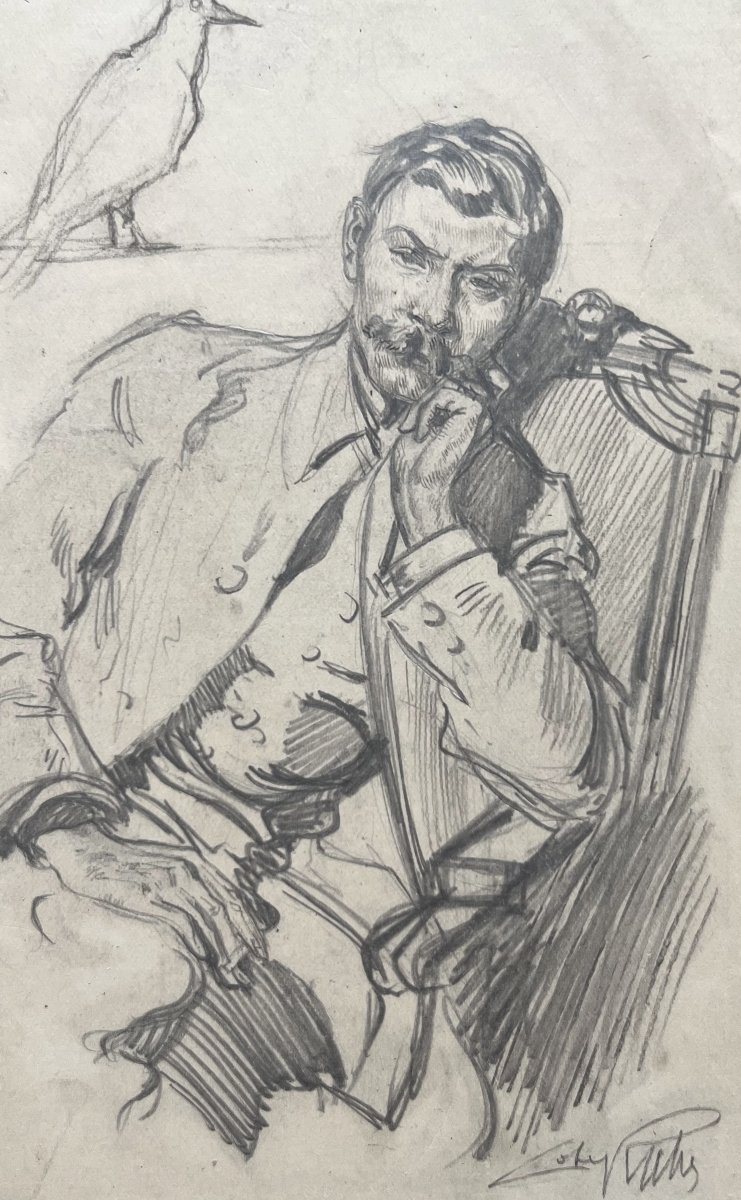 Alméry Lobel-riche (1877–1950) Portait Of A Gentleman, Signed Drawing