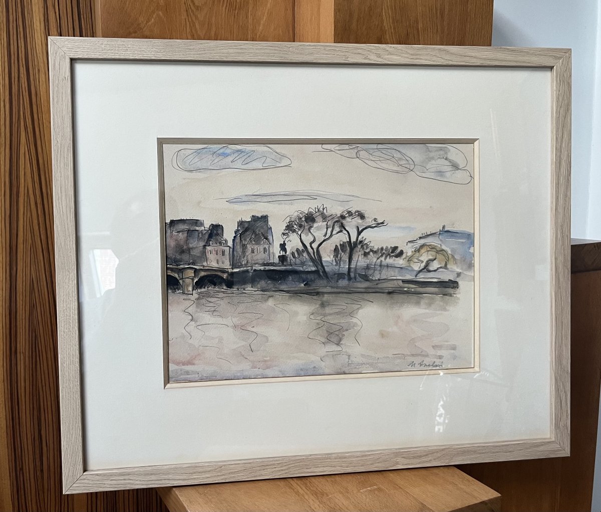 Maurice Asselin (1882–1947) View Of The Pont-neuf From The Quays, Paris, Signed Watercolor-photo-6