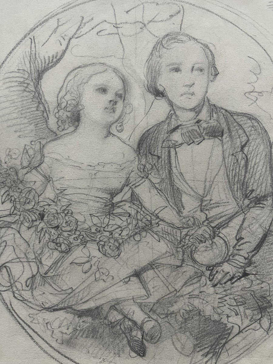 Eugène Devéria (1805-1865) Deux Enfants, étude -photo-4