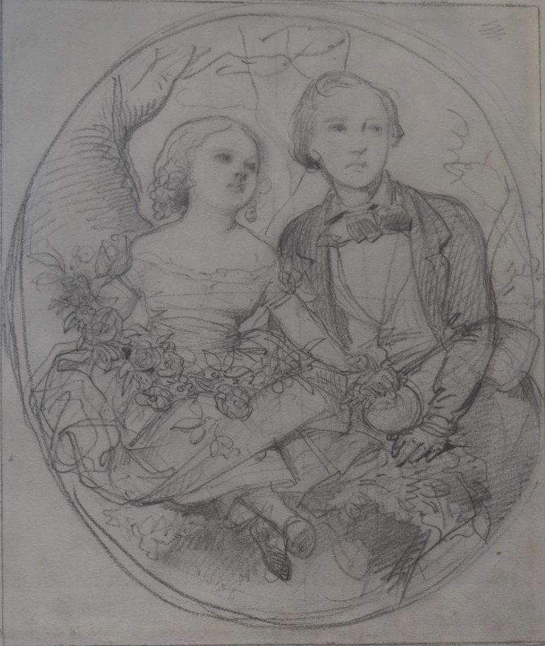 Eugène Devéria (1805-1865) Two Children, Study