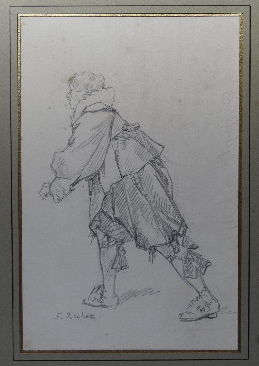 French School XIX, Study Of A Musketeer, Pencil-photo-3