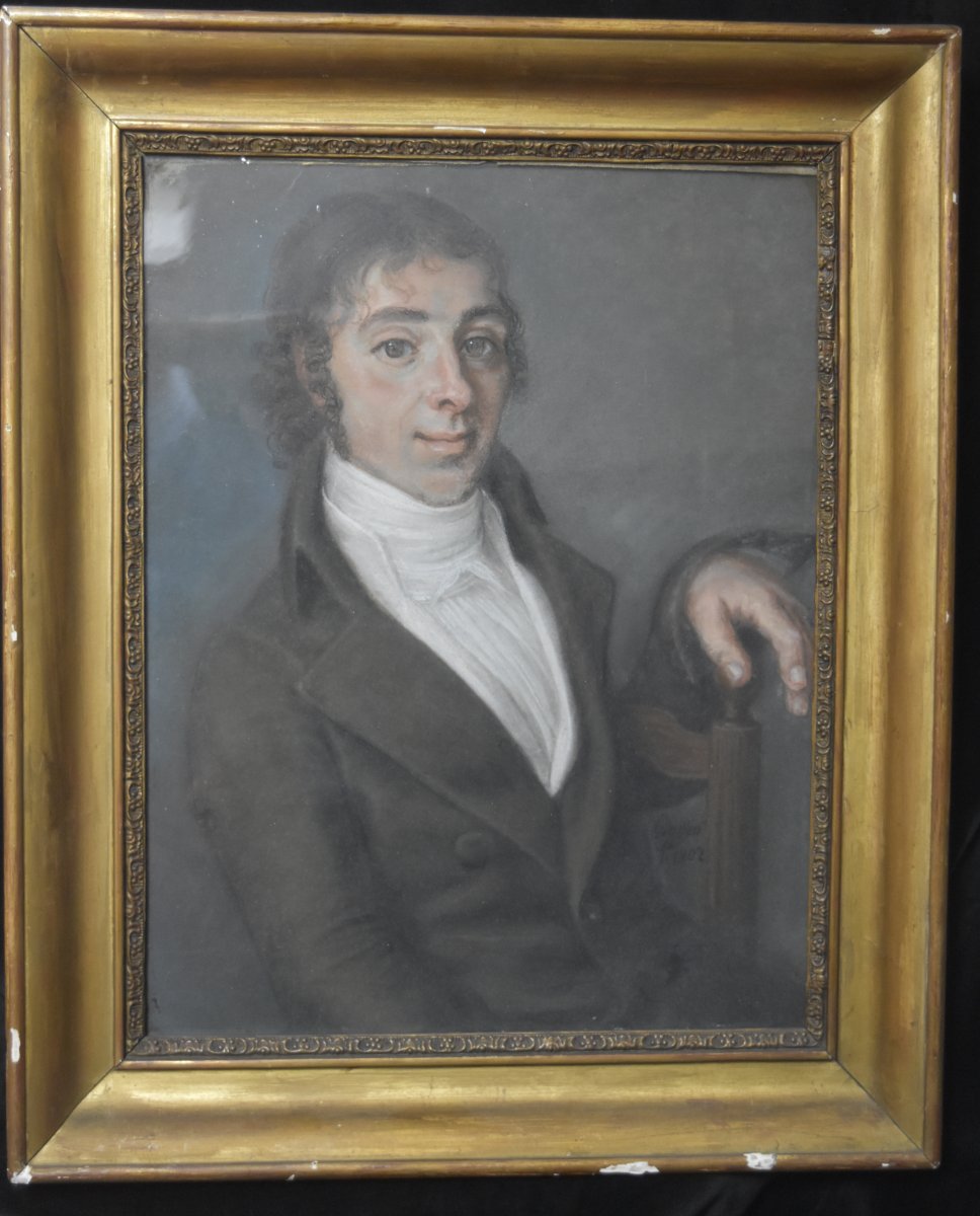 Boissier, Portrait Of Young Man, 1802, Pastel Signed And Dated-photo-2
