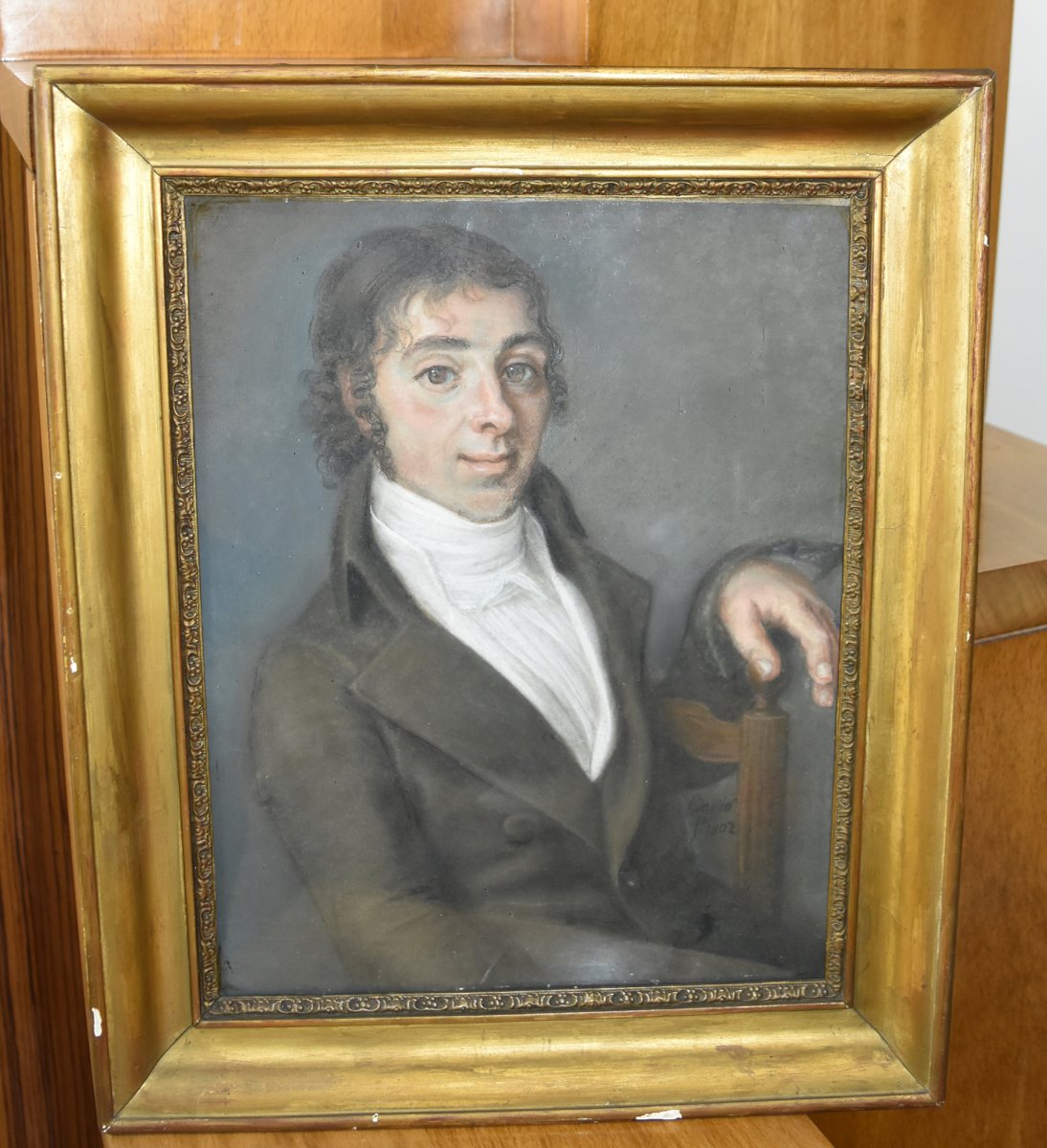 Boissier, Portrait Of Young Man, 1802, Pastel Signed And Dated-photo-2