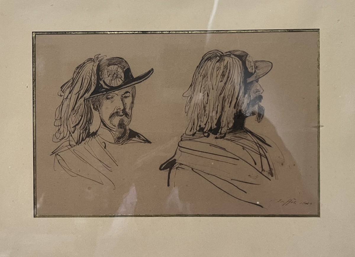 Denis Auguste Marie Raffet (1804-1860) Studies Of A Tiroler Kaiserjäger, Drawing-photo-1