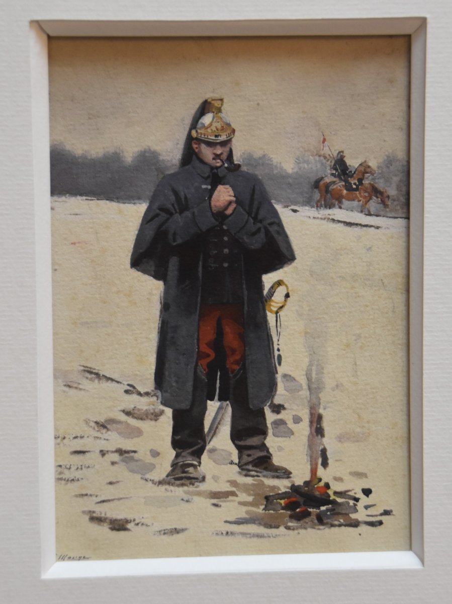 Jules Monge (1855-1934) French Soldiers, Six Watercolors-photo-1