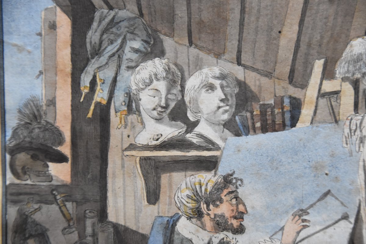 French School Of The Nineteenth Century, A Bohemian Artist, Watercolor-photo-2