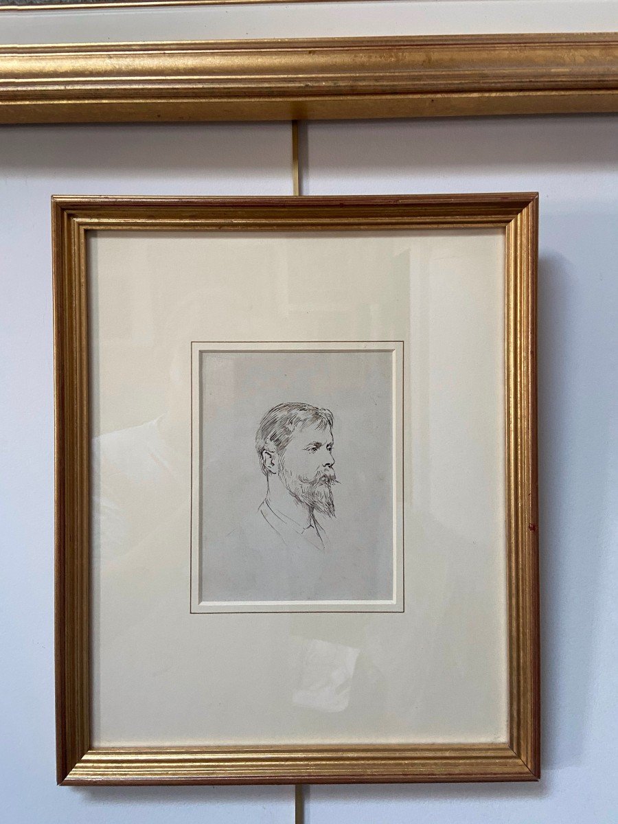 Theodore Blake Wirgman (1848-1925) Portrait Of Ernest Albert Waterlow, Pen Drawing-photo-3