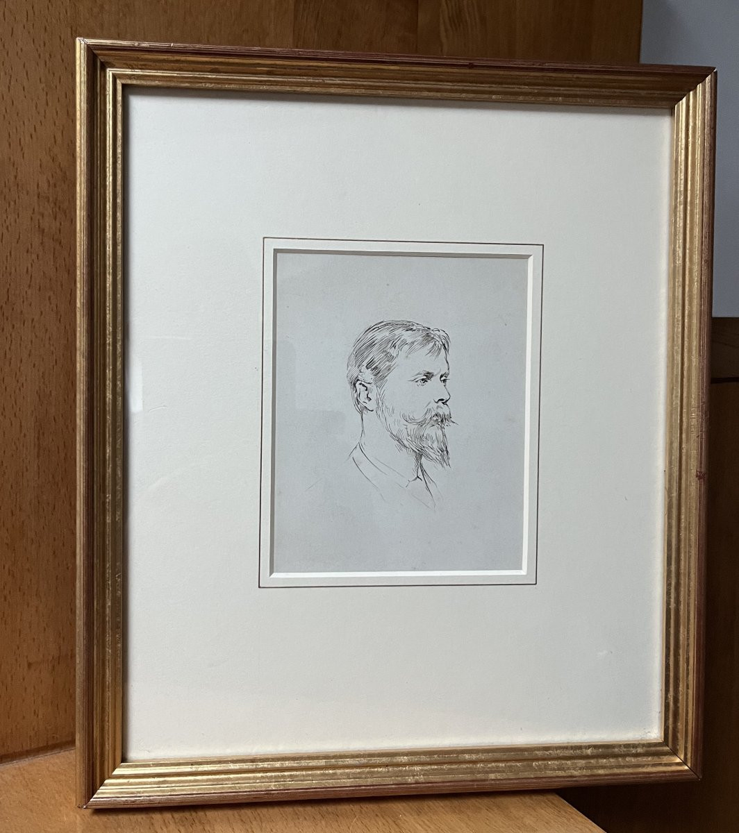 Theodore Blake Wirgman (1848-1925) Portrait Of Ernest Albert Waterlow, Pen Drawing-photo-2