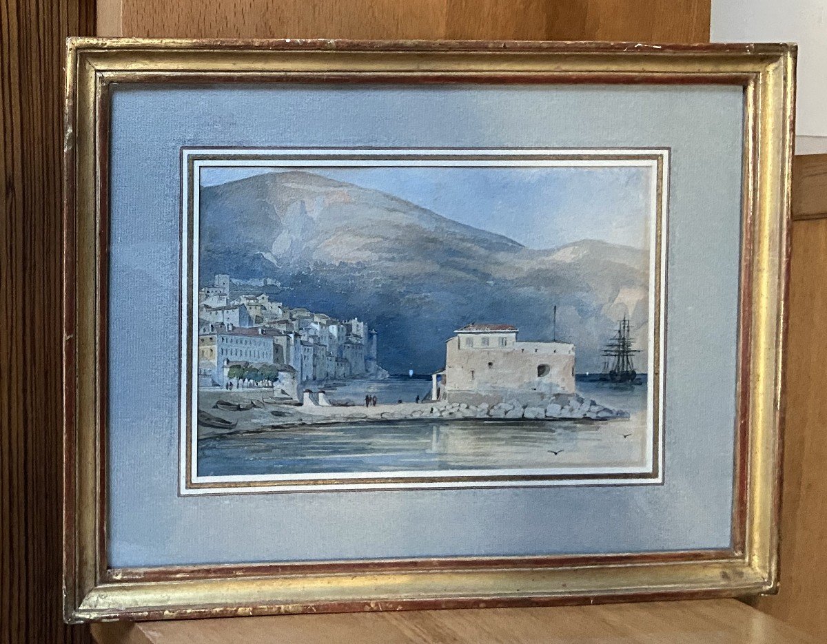 Ecole Française Du XIX° Siècle, Villefranche Sur Mer, Aquarelle-photo-1