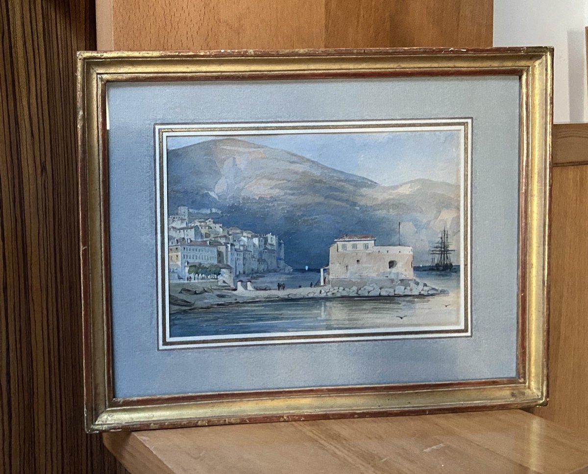 Ecole Française Du XIX° Siècle, Villefranche Sur Mer, Aquarelle-photo-2