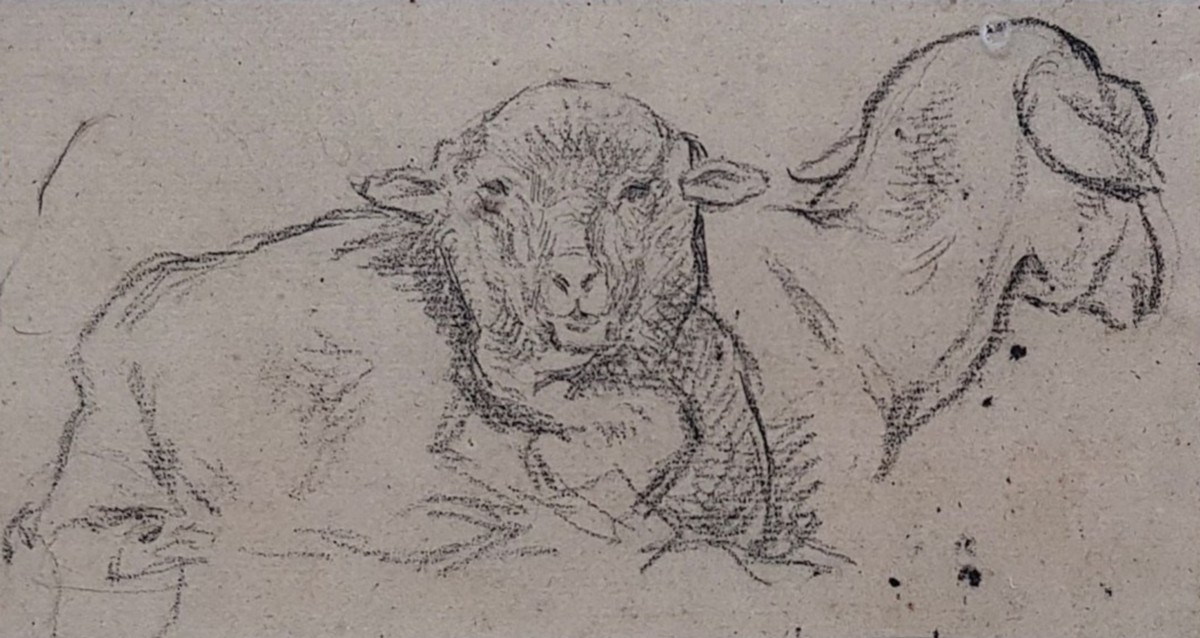 Charles Emile Jacque (1813-1894) Two Sheep, Studies