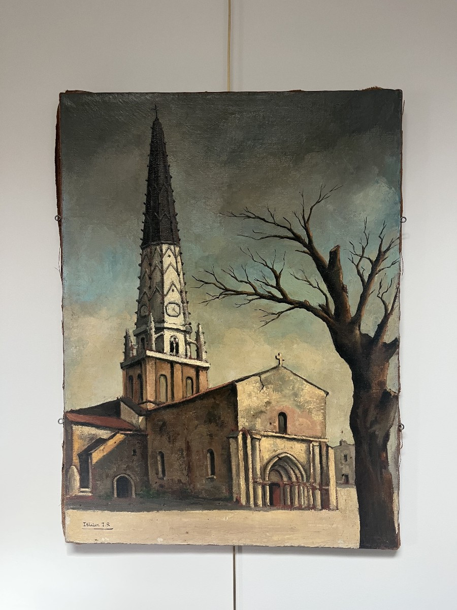 Jean Robert Ithier (1904-1977) Ars En Ré, View Of The Church, Oil On Canvas Signed-photo-4