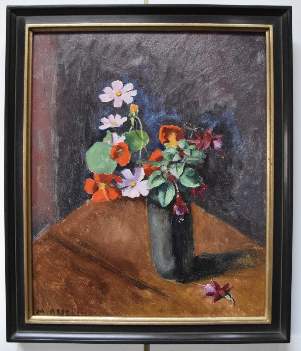 Maurice Asselin (1882-1947), Bouquet Of Flowers, Oil On Canvas Signed-photo-2