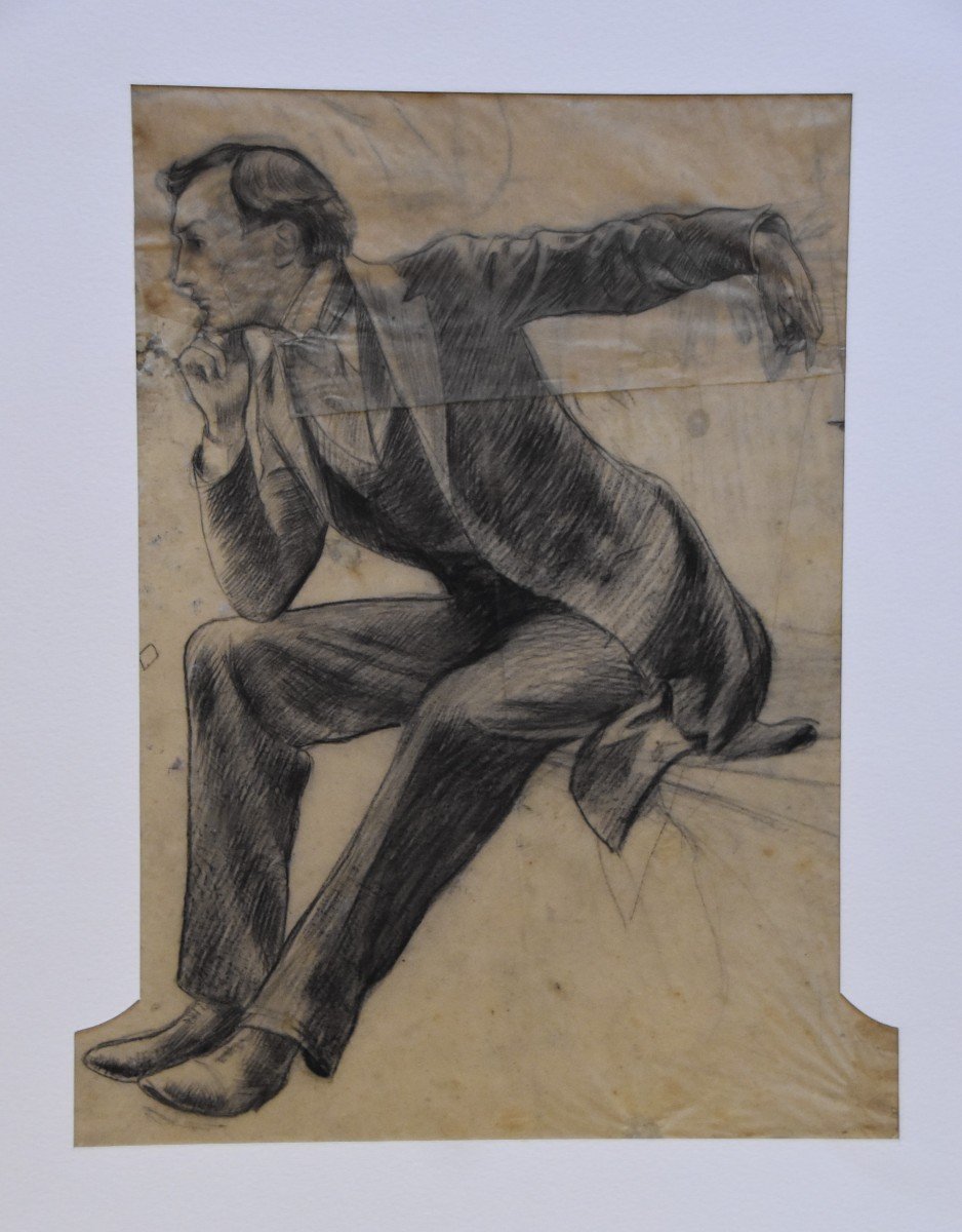 Ga Rochegrosse (1859-1938) A Seated Man, Study Exposition Internationale Paris 1900