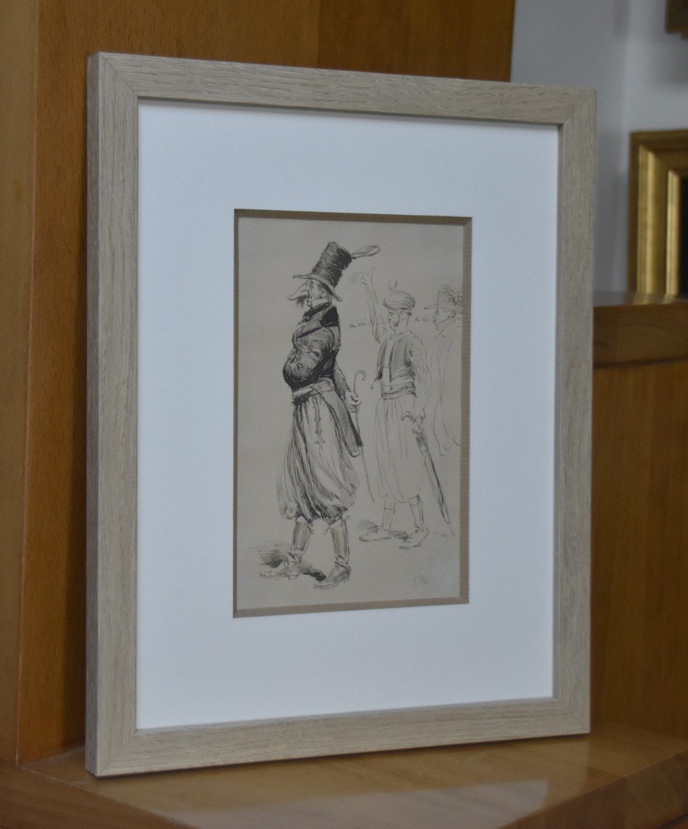 Edouard Detaille (1848 1912) Carnival Figures, Signed Drawing-photo-4