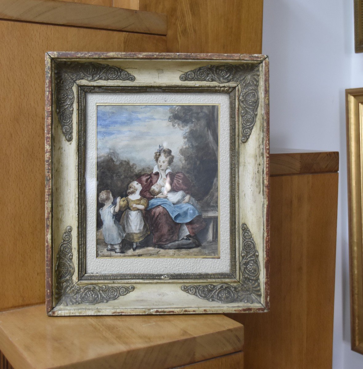 Attributed To Eugène Devéria (1805-1865) The Happy Family, Framed Watercolor-photo-7