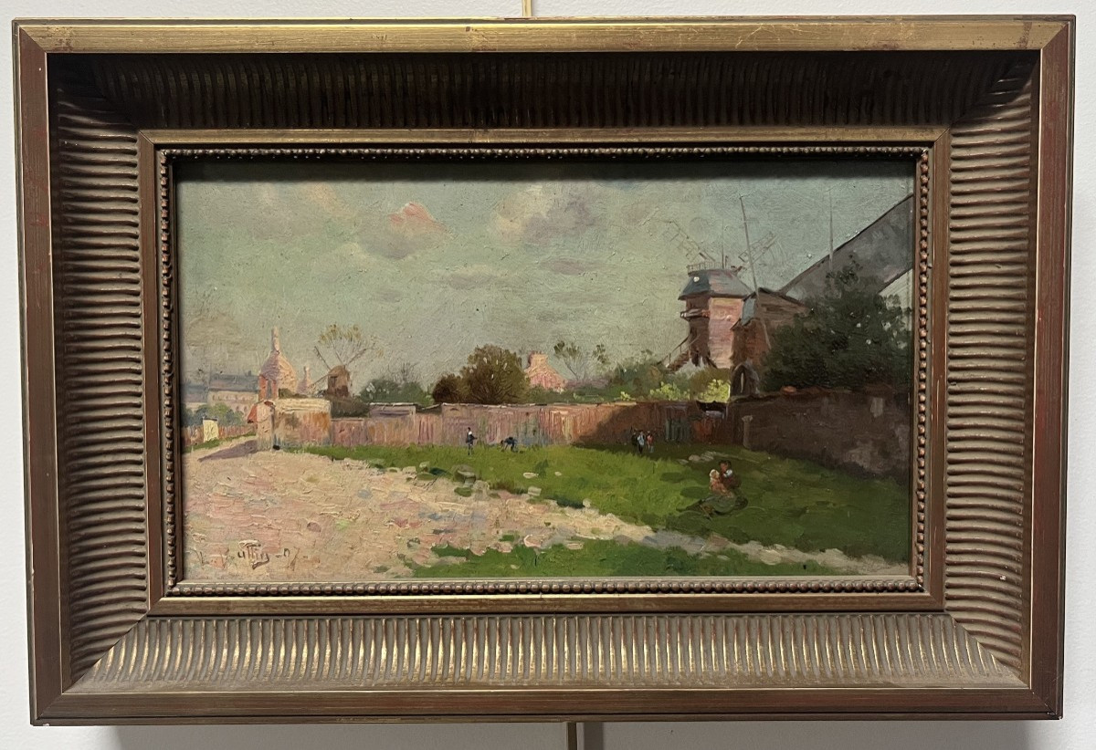 French School, The Mills In Montmartre, 1907, Oil On Panel-photo-3