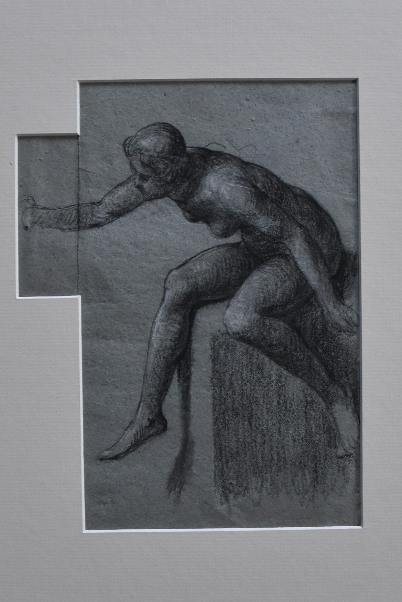Attributed To Eugène Deully (1866-1933) A Woman, Study, Pencil And White Gouache Highlights-photo-5
