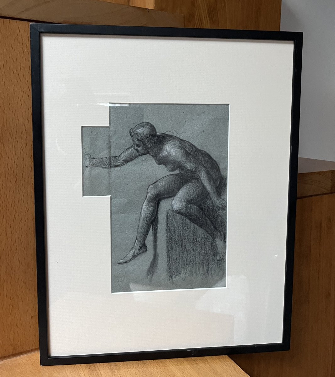 Attributed To Eugène Deully (1866-1933) A Woman, Study, Pencil And White Gouache Highlights-photo-3