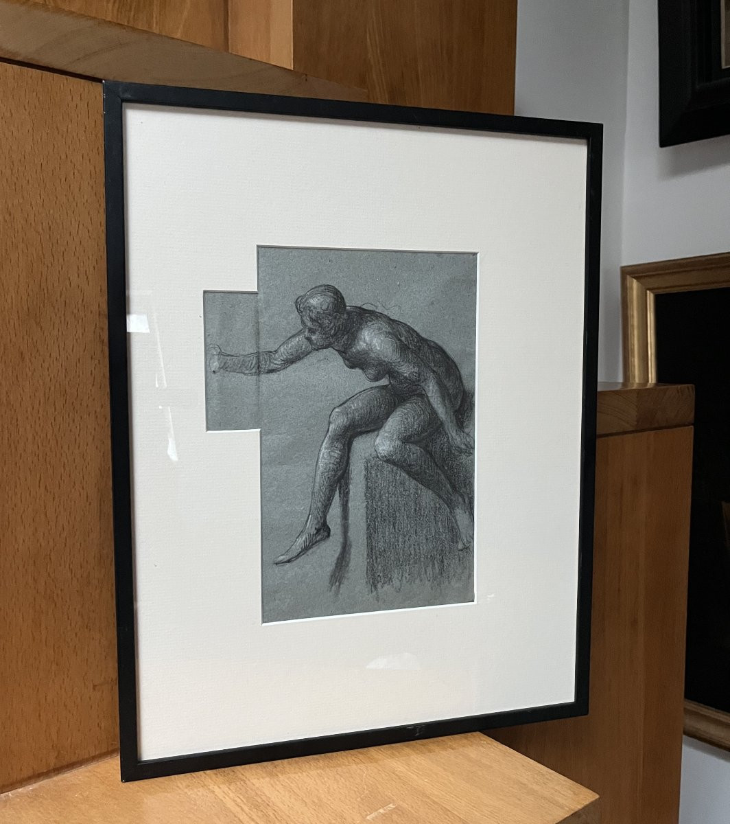 Attributed To Eugène Deully (1866-1933) A Woman, Study, Pencil And White Gouache Highlights-photo-5