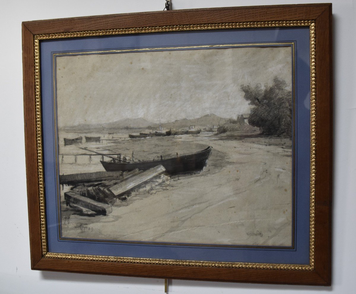 Adolphe Appian (1818-1898) The Banks Of The Ain, Signed Drawing-photo-2