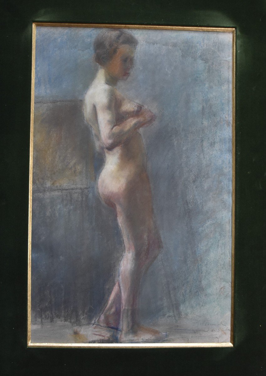 Lucien-Victor Guirand de Scevola (1871-1950) Nu féminin, pastel signé-photo-2