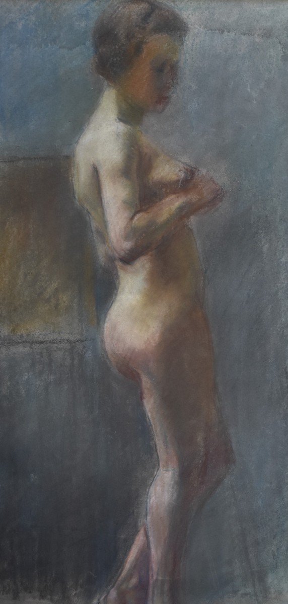 Lucien-Victor Guirand de Scevola (1871-1950) Nu féminin, pastel signé-photo-1