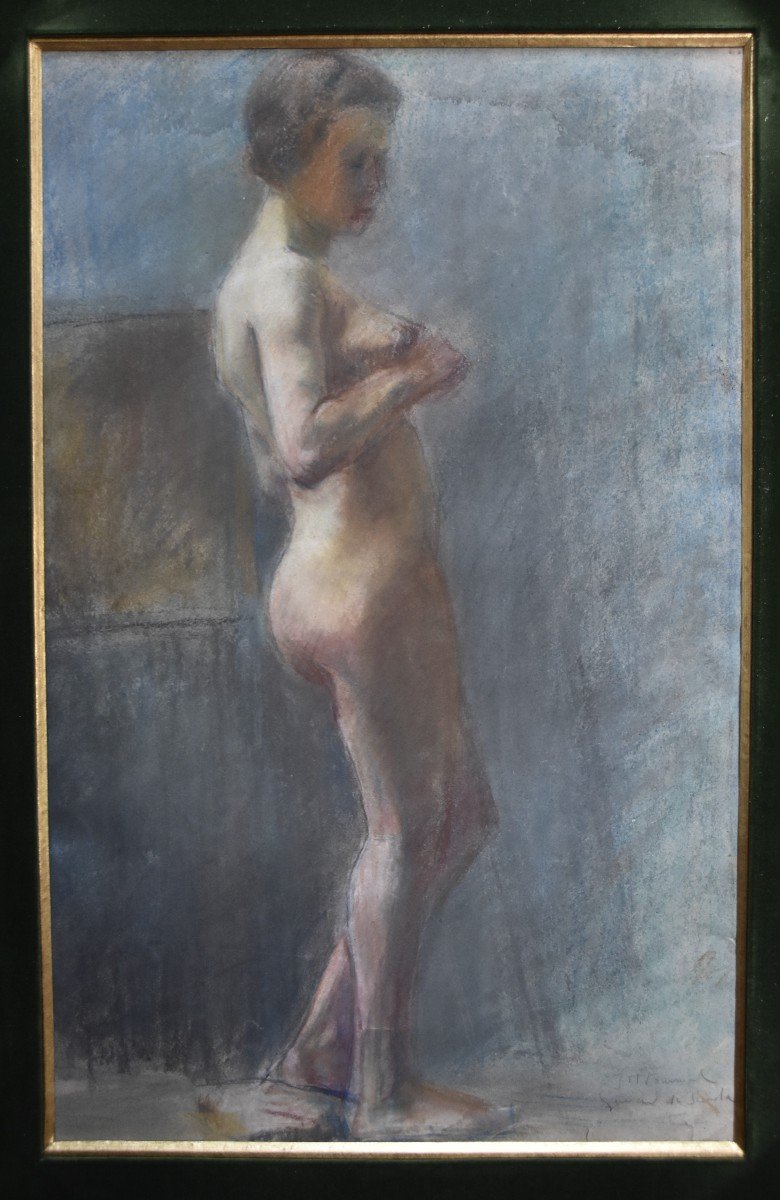 Lucien-Victor Guirand de Scevola (1871-1950) Nu féminin, pastel signé-photo-2