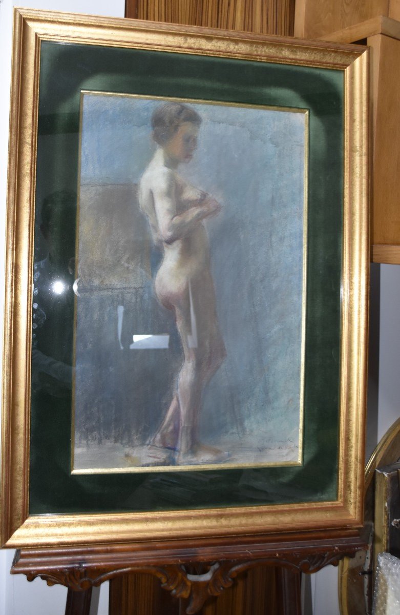 Lucien-Victor Guirand de Scevola (1871-1950) Nu féminin, pastel signé-photo-8