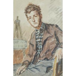 Pierre Olivier Dubaut (1886-1968)  Portrait d'Un Artiste, Aquarelle 