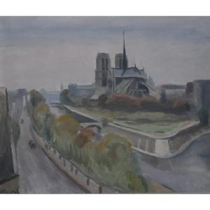  Maurice Asselin (1882-1947) Notre-dame, Paris Huile sur toile, signée   