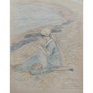 Lubin de Beauvais (1873-1917) L'Anse de Launay 1911, dessin signé 