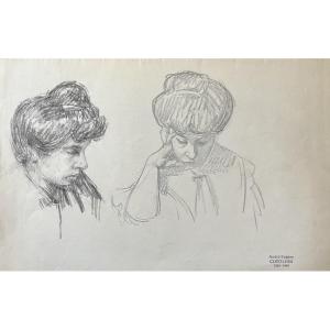 André Eugène Costilhes (1865-1940) Deux études de femmes, dessin