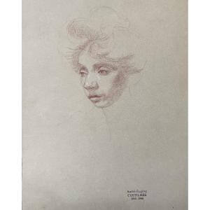 André Eugène Costilhes (1865-1940) Portrait d'une dame, dessin à la sanguine
